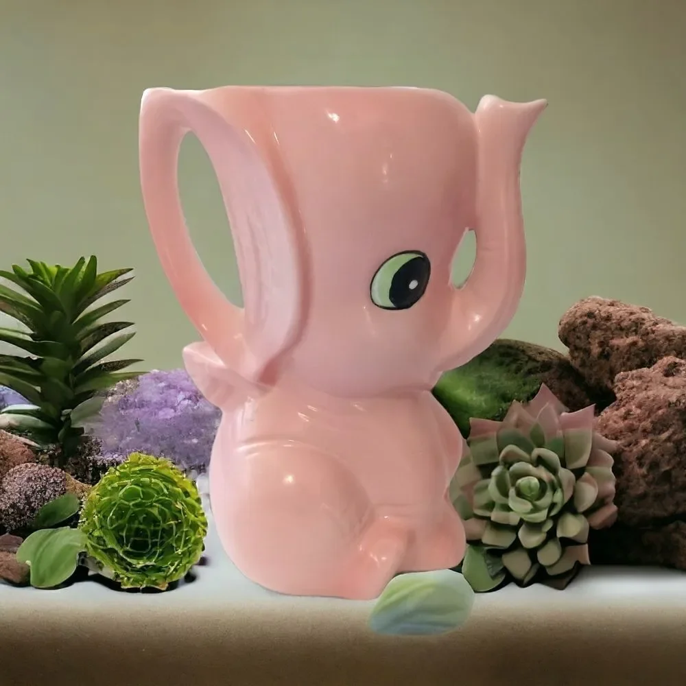Pink Elephant Planter Pitcher Vase LEGO Japan Porcelain Kitschy Anthropomorphic. - Picture 14 of 16